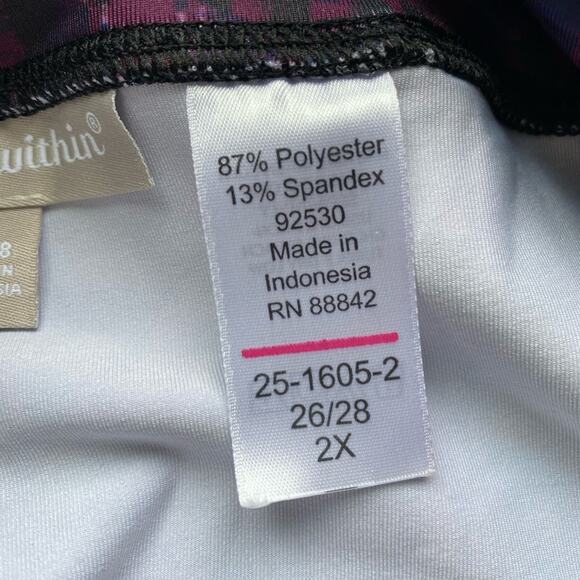 Woman Within Active Gym Athleisure Purple Black Workout Leggings Size 2X - Picture 8 of 9